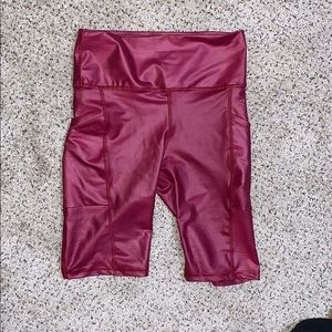 Biker shorts leather feeling on outside